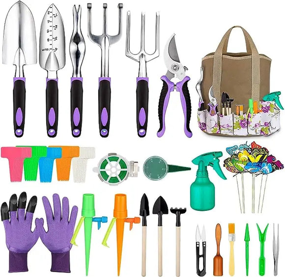 Garden Set 83 Piece, Succulent Set Included, Heavy Duty Aluminum Gardening for Gardening, Non-Slip Ergonomic Handle , Durable Storage Tote Bag, Gifts for Men Women