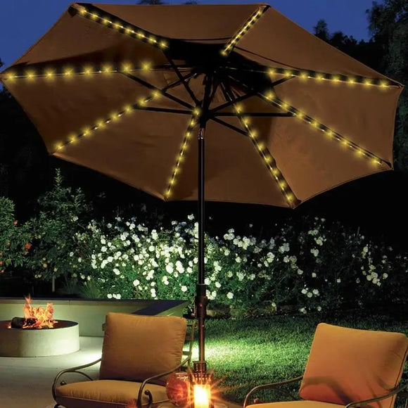 Solar LED Offset Hanging Market Patio Umbrella for Backyard, Poolside, Lawn and Garden W/Easy Tilt Adjustment, Polyester