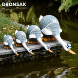 Cute Duck Ornaments Resin Artificial Family Duck Sculpture Animal Statue Garden Rockery Pool Pond Decoration Landscape Crafts