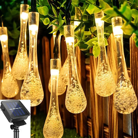 Water Droplets Solar String Lights Led Waterproof Outdoor Decoration Garland Fariy Lights Christmas Wedding Party Garden