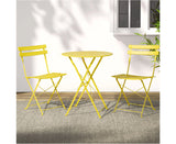 3PC Outdoor Bistro Set Steel Table and Chairs Patio Furniture Yellow