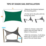 Dark Green Waterproof Sun Shade Sail Square Rectangle Triangle Garden Terrace Canopy Pool Shade Camp Hiking Yard Awning