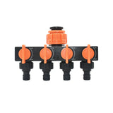 Drip Irrigation 4-Way Garden Tap Water Splitter Water Pipe 4 way Splitter Irrigation Valve Quick Connector  Female 1/2 "3/4" 1"