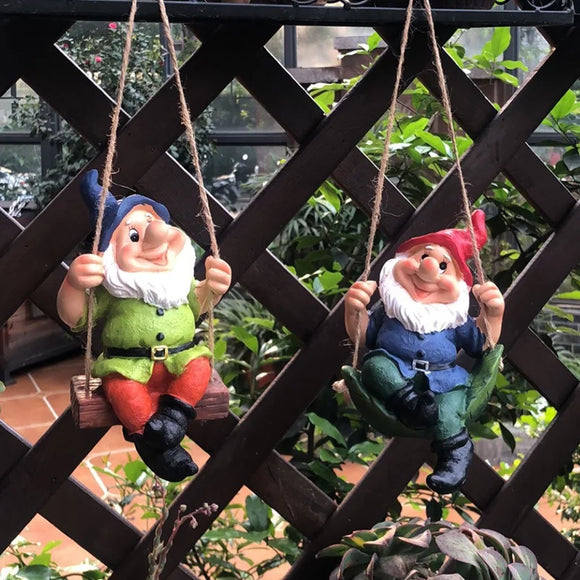 Cute Swinging Garden Gnome