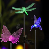 Solar Powered Garden Light LED Butterfly Dragonfly Bird Shape Landscape Light Outdoor Waterproof Decorative Light For Lawn Patio