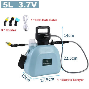 5L,8L Gardens Electric Sprayer 7.4V 2000mAh Battery Sprayer & 3Pcs Nozzles Shoulder Automatic Atomization Watering Flowers Tools