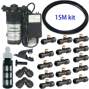 DIY Quiet Misting Cooling System Kits with DC24V Quiet Water Pump Fog Nozzle Sprayer for Patio, Garden,Greenhouse, Backyard