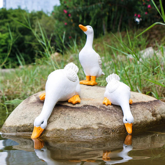 Duck Statues Landscape Ornament Farm Animal Simulation Model Statue Toy Chicken Duck Goose Figurine Sculpture Indoor Home Decor