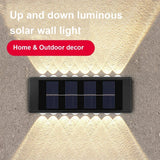 LED Solar Wall Lamp Solar Powered LED Light Outdoor Waterproof Up and Down Luminous Lighting for Garden Fence Decor Solar Light