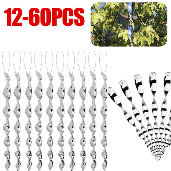 12-60pcs 30cm Scare Birds Repelling Wind Spiral Rotating Rod