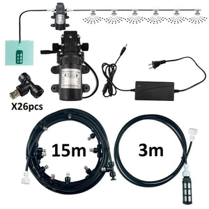 Black 6M~18M Garden Electric Pump Water Mist Spray With 12V PowerAdapter Nebulizer For Flowers Plant Greenhouse Patio Irrigation