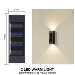 LED Solar Wall Lamp Solar Powered LED Light Outdoor Waterproof Up and Down Luminous Lighting for Garden Fence Decor Solar Light