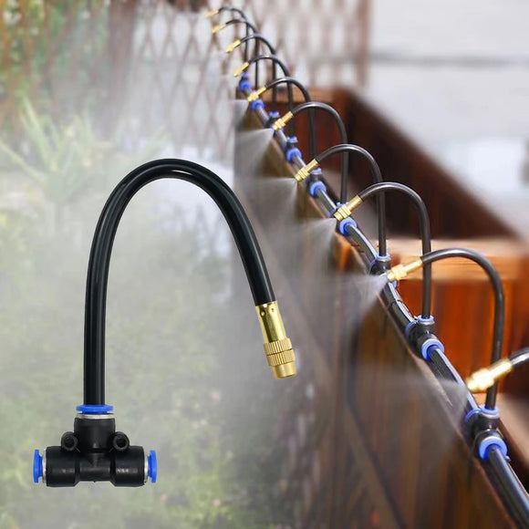 360° Ajustable Free Bending Copper Mist Nozzle Universal With 6MM 8MM 10MM 12MM  Push Lock Joint Tee Connector Garden Water Spra