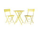 3PC Outdoor Bistro Set Steel Table and Chairs Patio Furniture Yellow