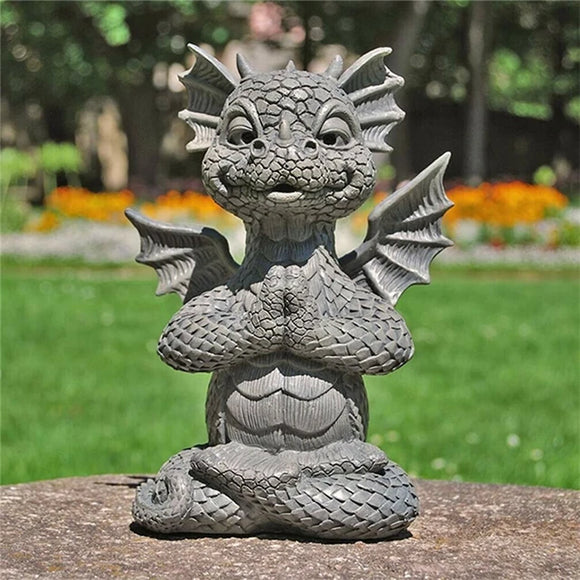 Baby Dragon Garden Sculpture Decoration Adorable Yoga Dragon Resin Statue Home Outdoor Decoration Ornaments Pacific Giftware