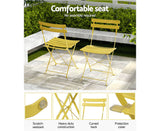 3PC Outdoor Bistro Set Steel Table and Chairs Patio Furniture Yellow