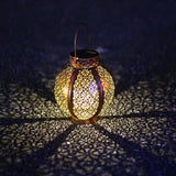 Waterproof Solar Lamp Retro Hollow Lantern Light Outdoor Hanging Landscape Lighting Wrought Iron Garden Decorative Lanterns