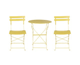 3PC Outdoor Bistro Set Steel Table and Chairs Patio Furniture Yellow