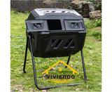 160L Tumbling Garden Compost Bin Heavy Duty with Easy Turn, Dual Chamber and Internal Churn Fins