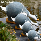 Cute Duck Ornaments Resin Artificial Family Duck Sculpture Animal Statue Garden Rockery Pool Pond Decoration Landscape Crafts