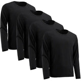 4 Pieces: Men'S Dry Moisture Wiry Sweat Sports Performance Long Sleeve round Neck T-Shirt