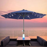 Solar LED Offset Hanging Market Patio Umbrella for Backyard, Poolside, Lawn and Garden W/Easy Tilt Adjustment, Polyester