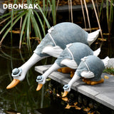 Cute Duck Ornaments Resin Artificial Family Duck Sculpture Animal Statue Garden Rockery Pool Pond Decoration Landscape Crafts