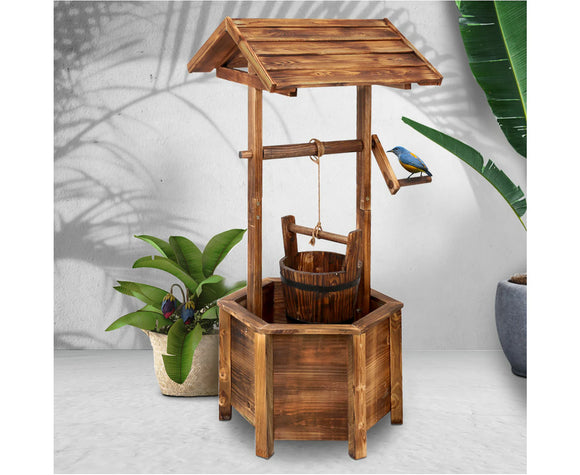 Garden Decor Outdoor Ornament Wooden Wishing Well