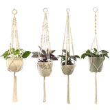 Vintage Macrame Hanging Baskets Cotton Handmade Flowerpot Net Plant Hanger Holder Hanging Flowerpot Basket Pots Holder