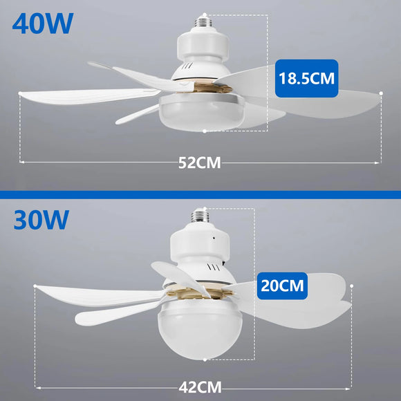 LED 40W Ceiling Fan Light E27 with Remote Control for Dimming.