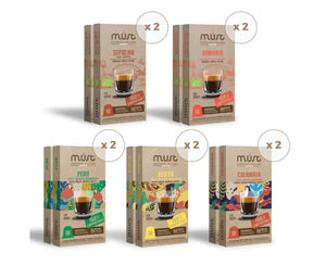 MUST Nespresso 100% Compostable Coffee Capsules Variety Coffee Selection 100 Pods ( 10 Packs X 10 Pods)