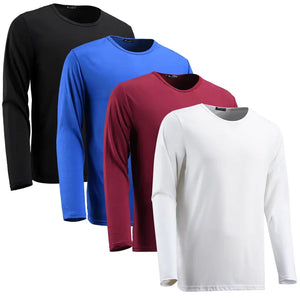 4 Pieces: Men'S Dry Moisture Wiry Sweat Sports Performance Long Sleeve round Neck T-Shirt