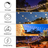 NOVEDEN 53FT 15+1 Bulbs LED Outdoor String Lights - Warm White